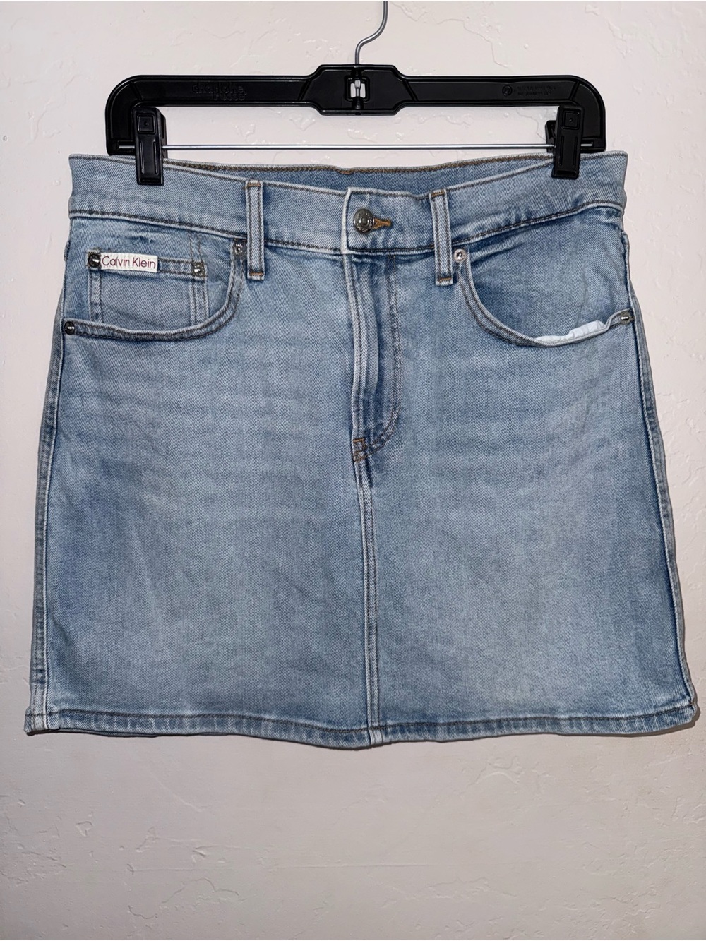 Calvin Klein Light Wash Denim Jean Mini Skirt
